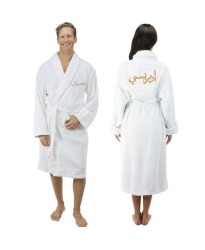 Arabic Custom FRONT and BACK Text Embroidery on Bathrobe Arabic Custom FRONT and BACK Text Embroidery on Bathrobe